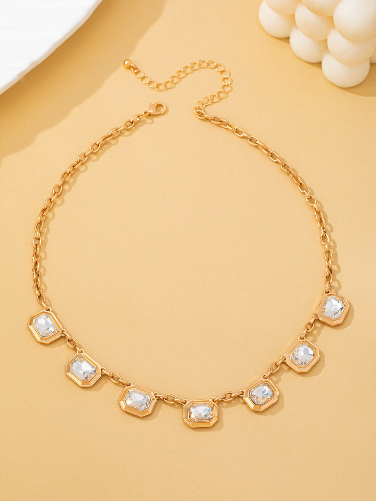 Emerald-Cut Crystal Statement Drop Necklace | 80N93252