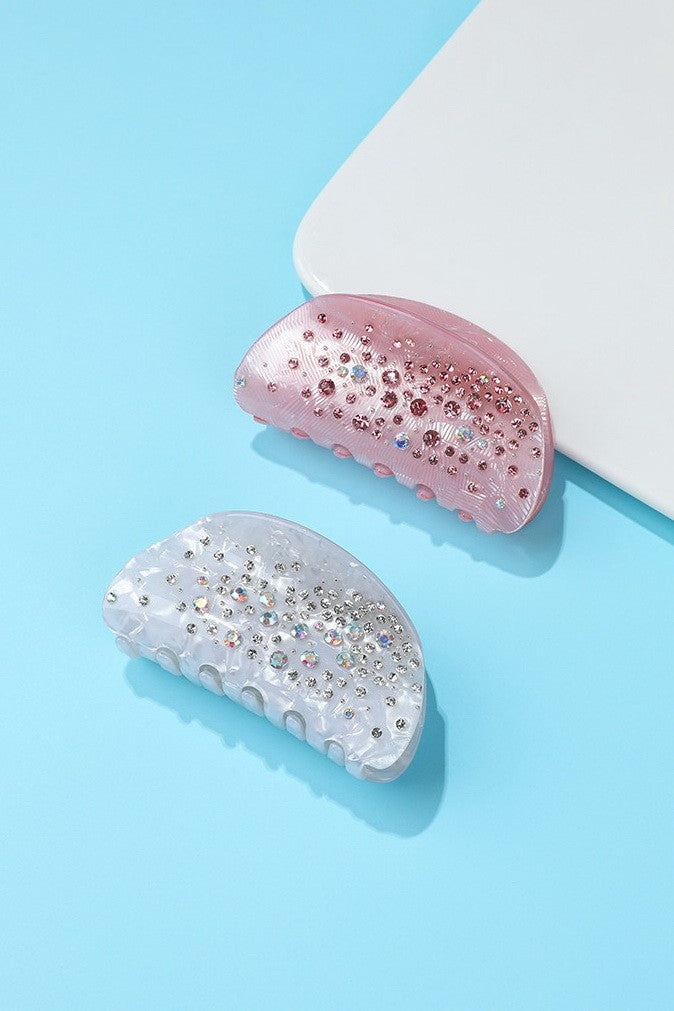 Sparkling Iridescent Crystal half Moon Hair Claw | 40H1114