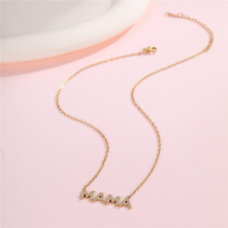 18K STAINLESS STEEL TARNISH FREE MAMA NECKLACE | 40NK9727
