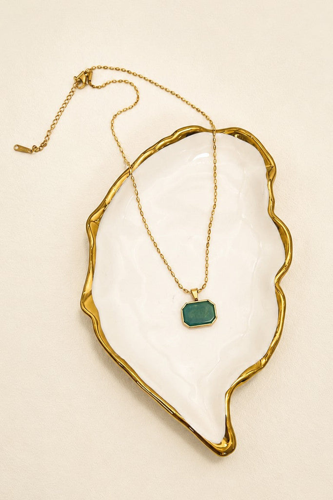 18K STAINLESS STEEL TARNISH FREE GEMSTONE NECKLACE | 40NK9733