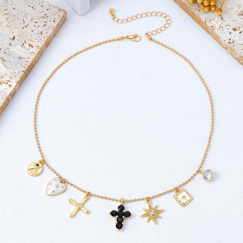 Cross Celestial Charm Ball Chain Necklace | 80N93299