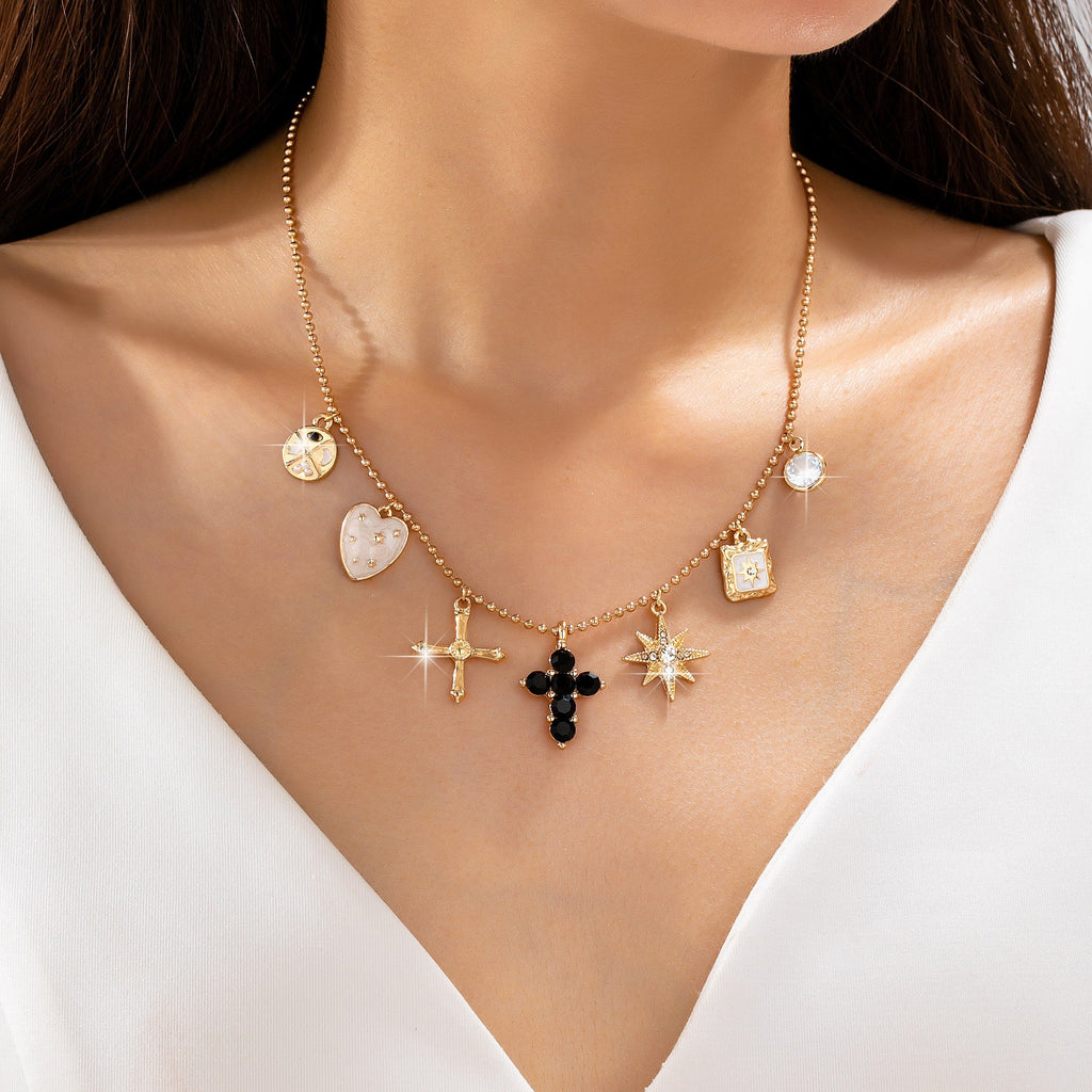 Cross Celestial Charm Ball Chain Necklace | 80N93299