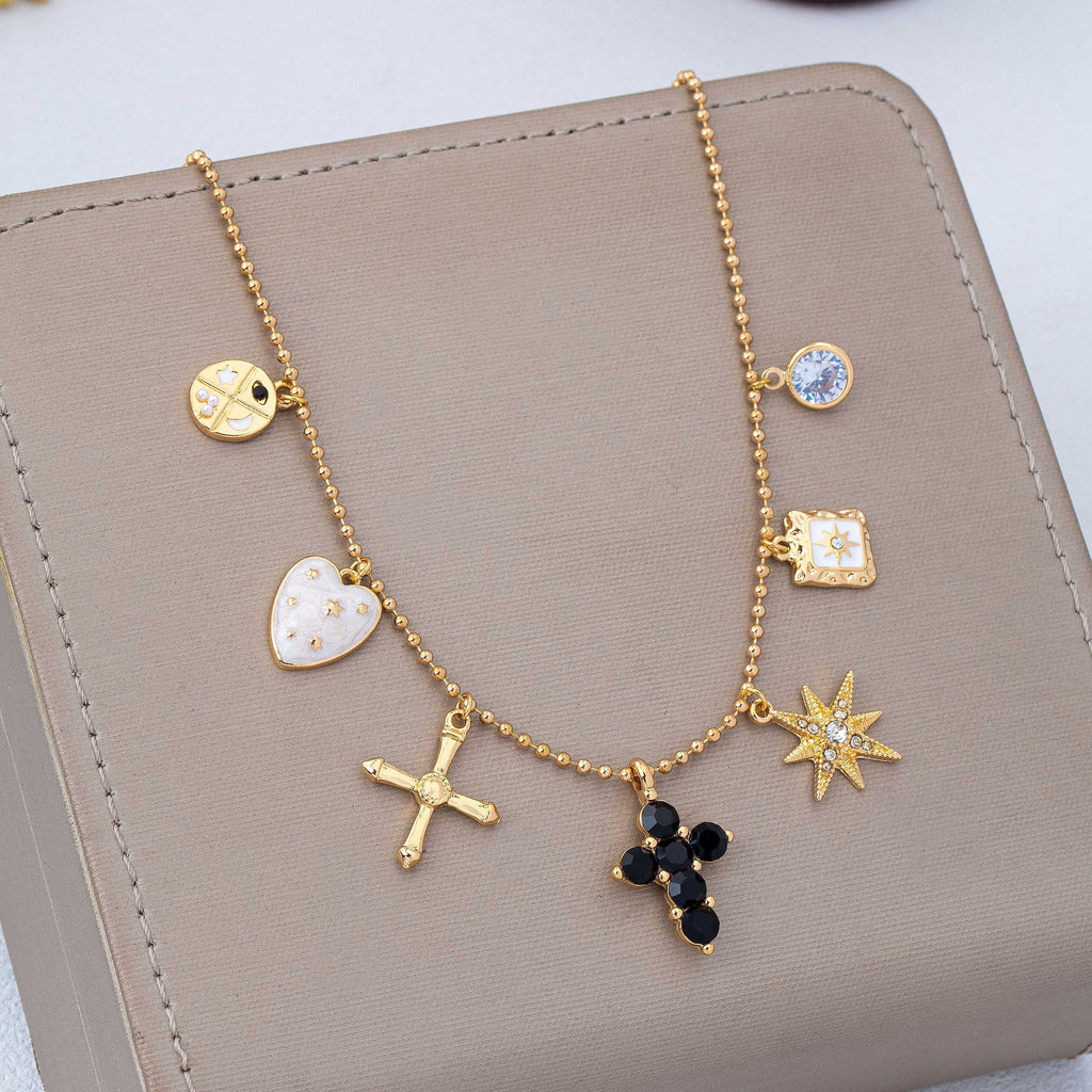 Cross Celestial Charm Ball Chain Necklace | 80N93299