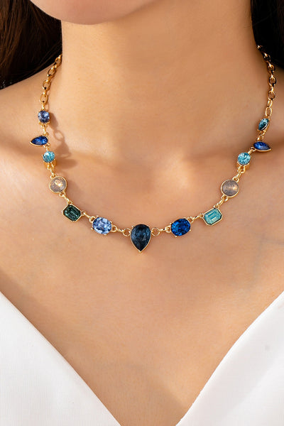 Ombré Sapphire-Hued Crystal Statement Necklace | 80N93305