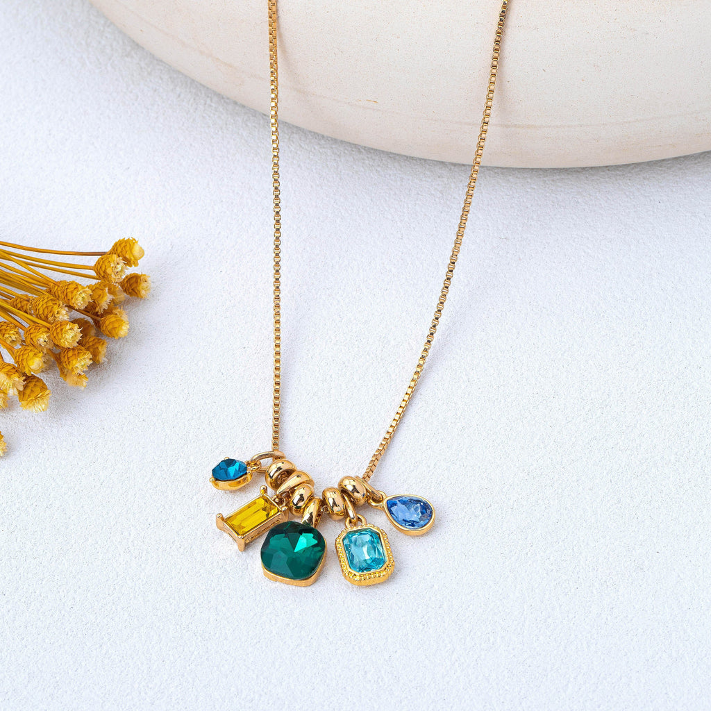Multicolor Crystal Cluster Charm Pendant Necklace | 80N93296