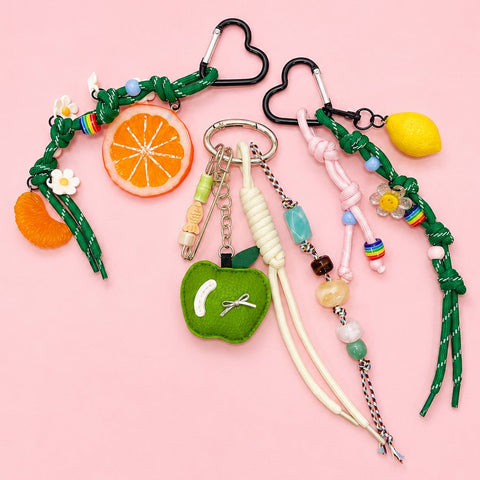 ORANGE LEMON APPLE FRUIT THEMED KEY CHAIN | 40KC173