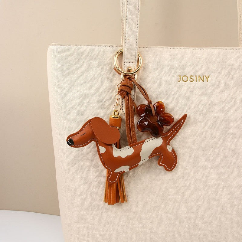 DAPPLED DACHSHUND VEGAN LEATHER BAG CHARM | 40KC174
