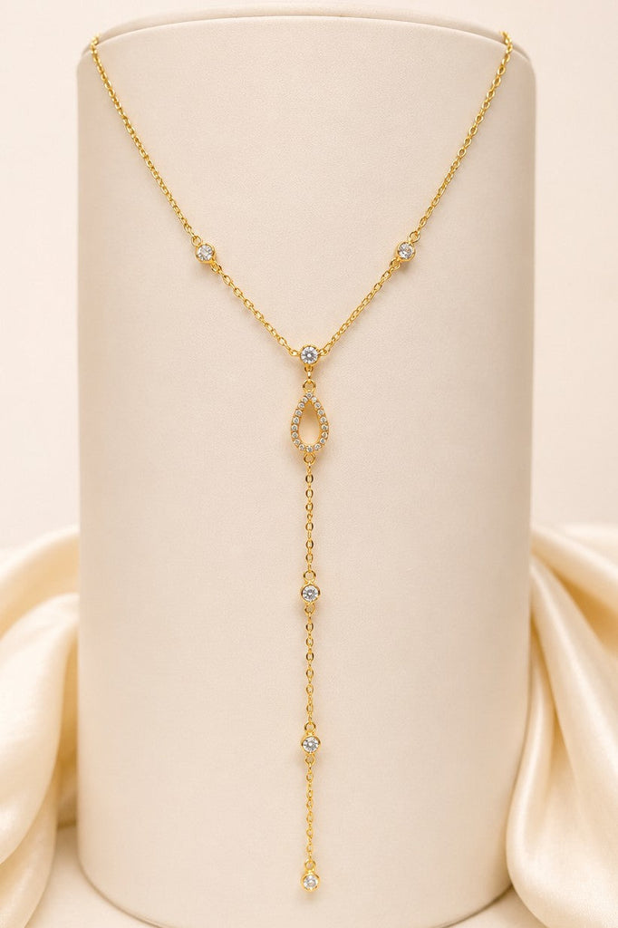 STAINLESS STEEL TARNISH FREE RHINESTONE Y NECKLACE | 40NK9734
