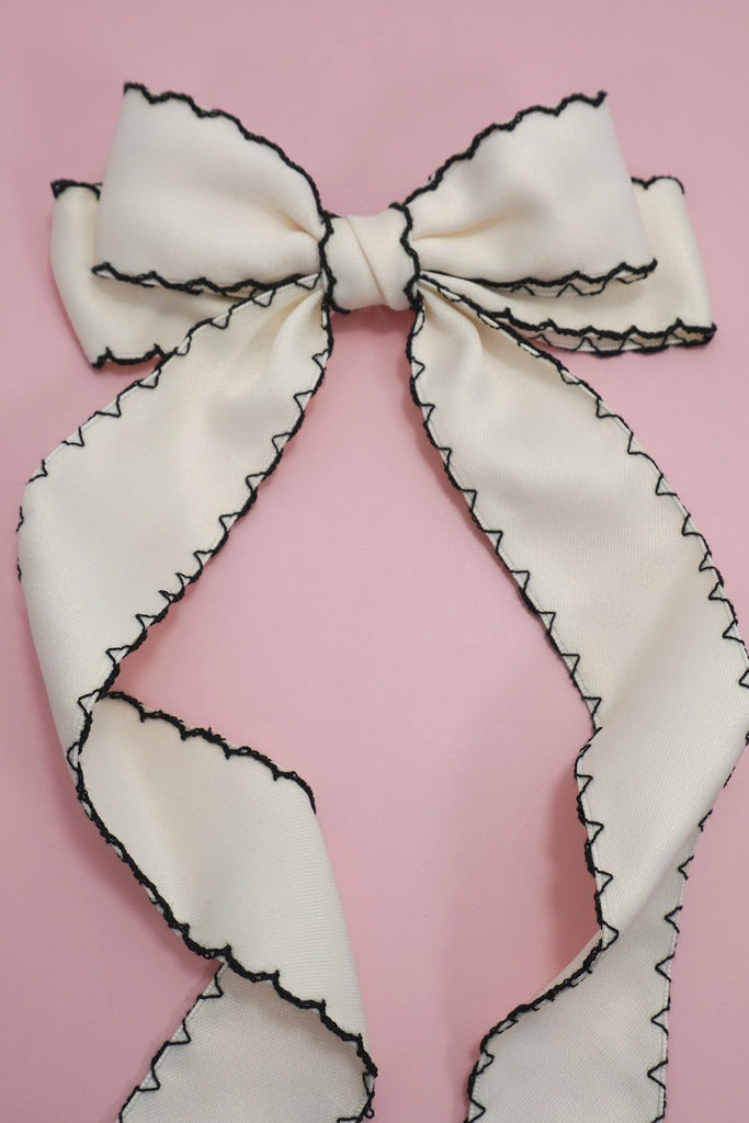 Zigzag Edge Hair Bow Ribbon Hair Clips | 40H763