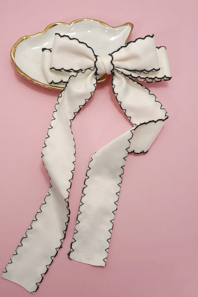 Zigzag Edge Hair Bow Ribbon Hair Clips | 40H763