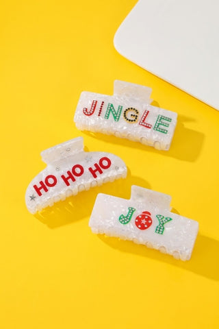 Christmas Jingle Ho Ho Ho Joy  Hair Claw Clips | 40H1127
