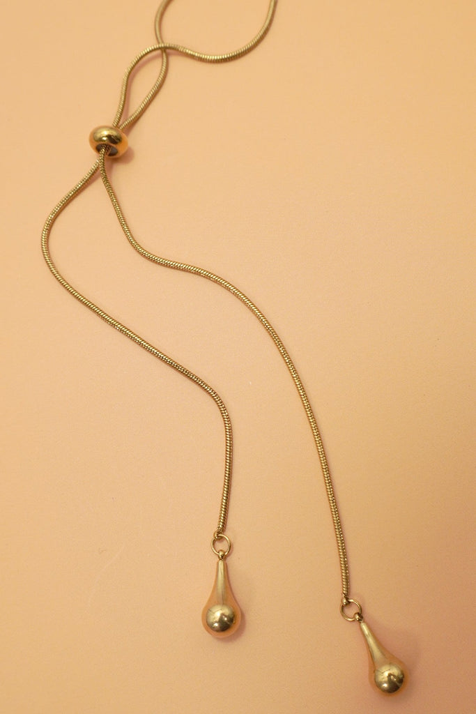 18K STAINLESS STEEL TARNISH FREE TEARDROP Y NECKLACE | 40NK9739