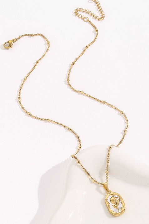 STAINLESS STEEL NON-TARNISH ROSE NECKLACE | 40NK9737