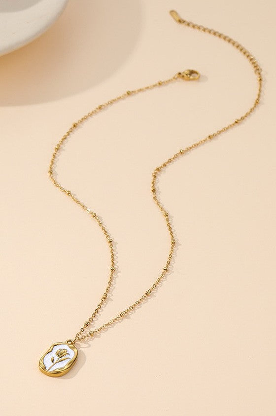 STAINLESS STEEL NON-TARNISH ROSE NECKLACE | 40NK9737