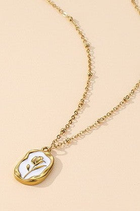 STAINLESS STEEL NON-TARNISH ROSE NECKLACE | 40NK9737