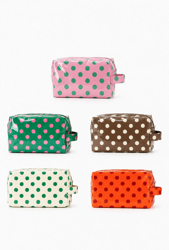 POLKA DOT WATERPROOF CLEAR COSMETIC MAKEUP POUCH BAG | 40P630