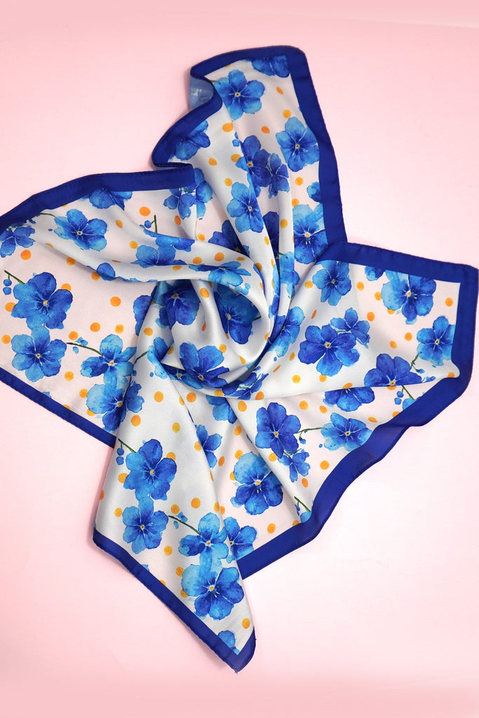 Delicate Floral Silk Finish Bandana Scarf | 40SC726