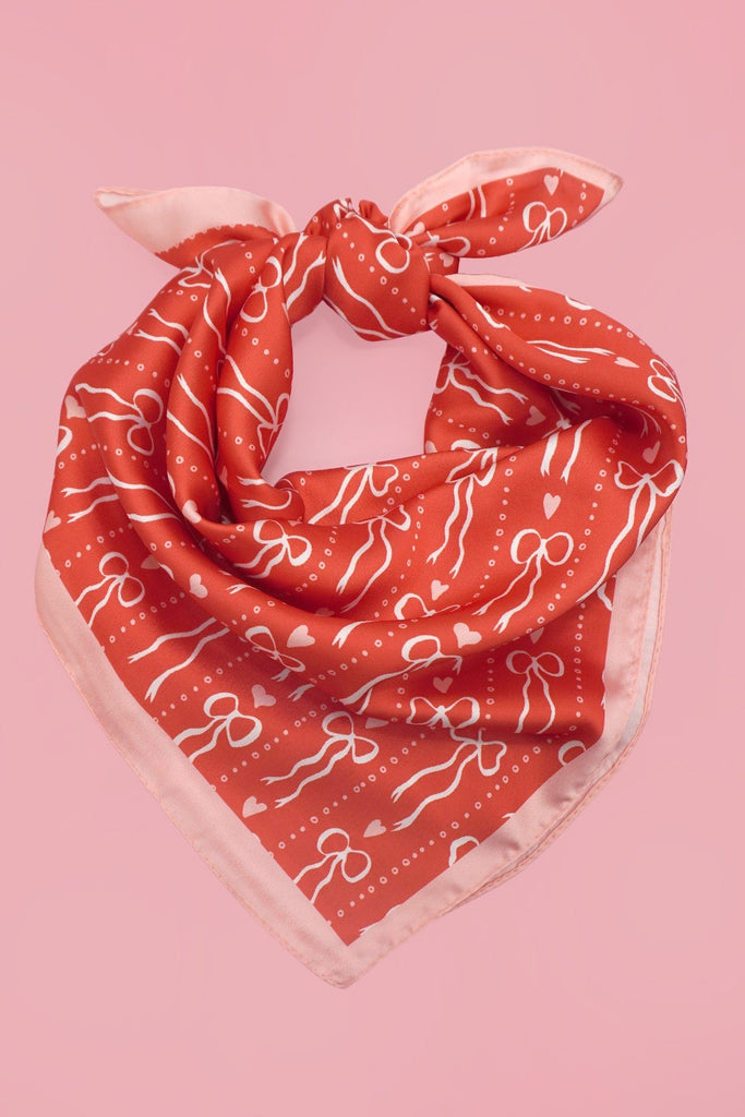 Bow and Heart Silk Finish Bandana Scarf | 40SC728