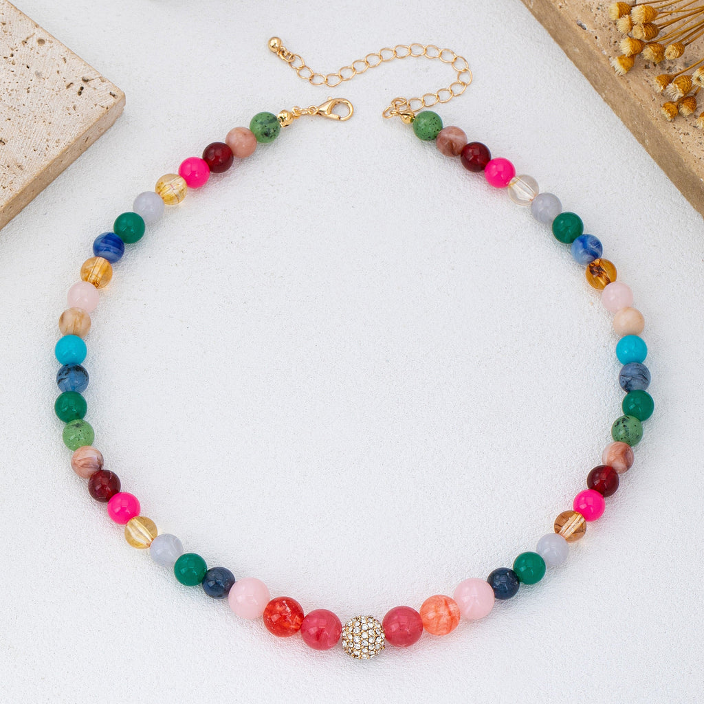 Multi-Color Beaded Crystal Ball Necklace | 80N92954