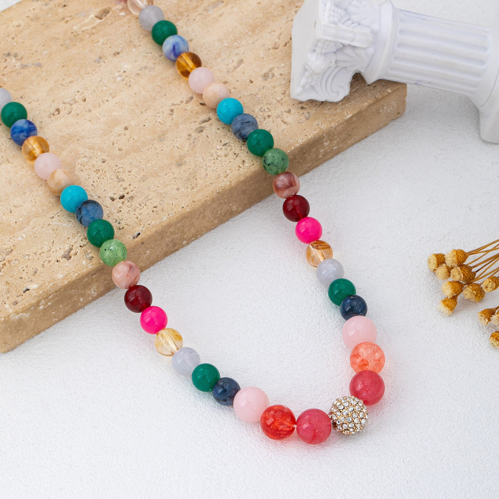 Multi-Color Beaded Crystal Ball Necklace | 80N92954
