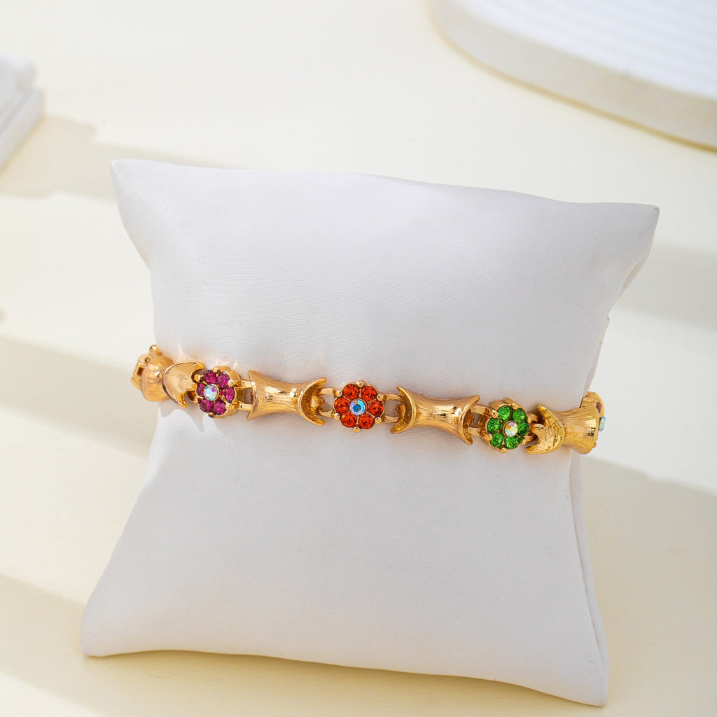 Multi Color Floral Baguette Crystal Bracelet | 80B1835