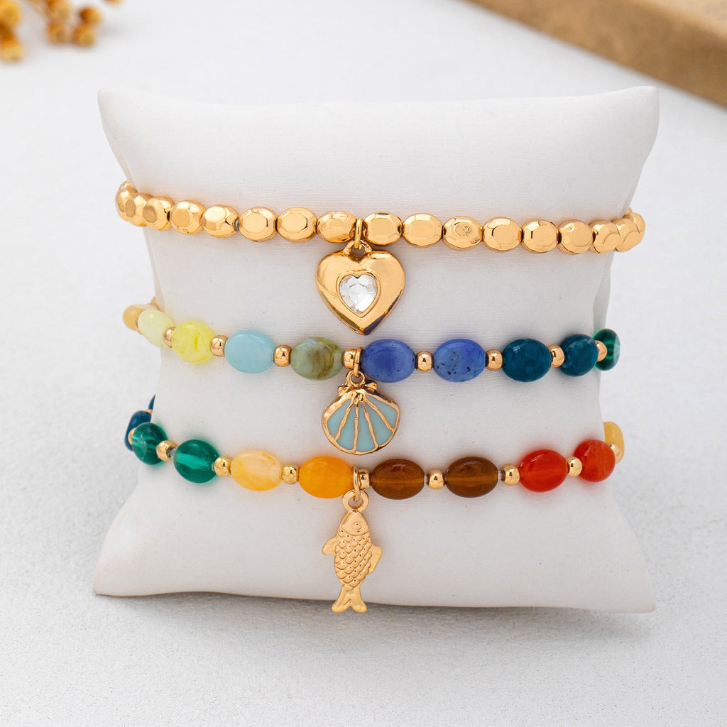 Multi-Color Beaded Layered Charm Bracelet | 80B1727