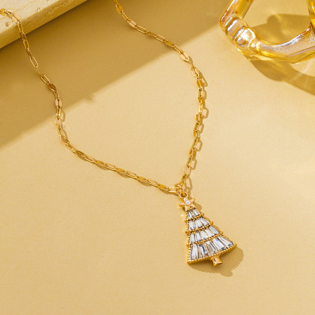 Christmas Tree Baguette Crystal Necklace | 80N93293