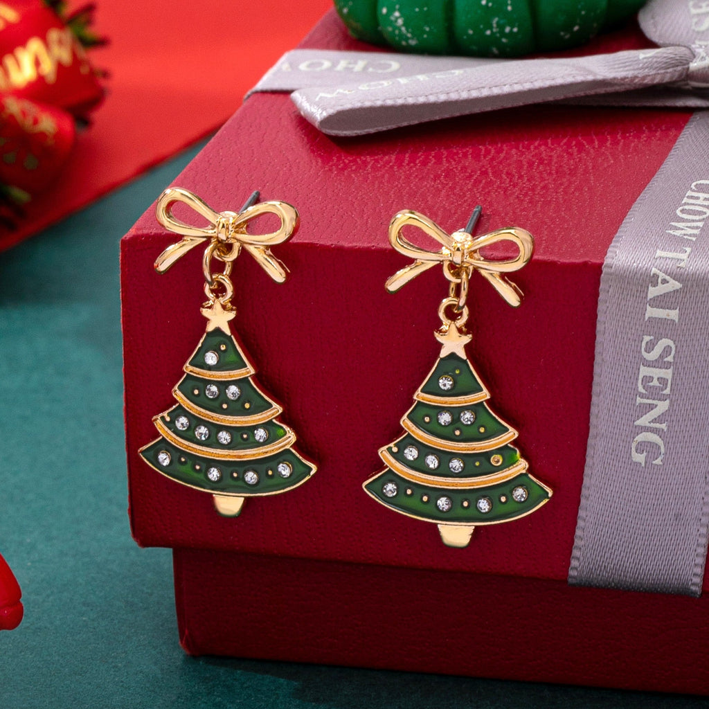 Christmas Tree & Bow Dangle Earrings | 80E62433