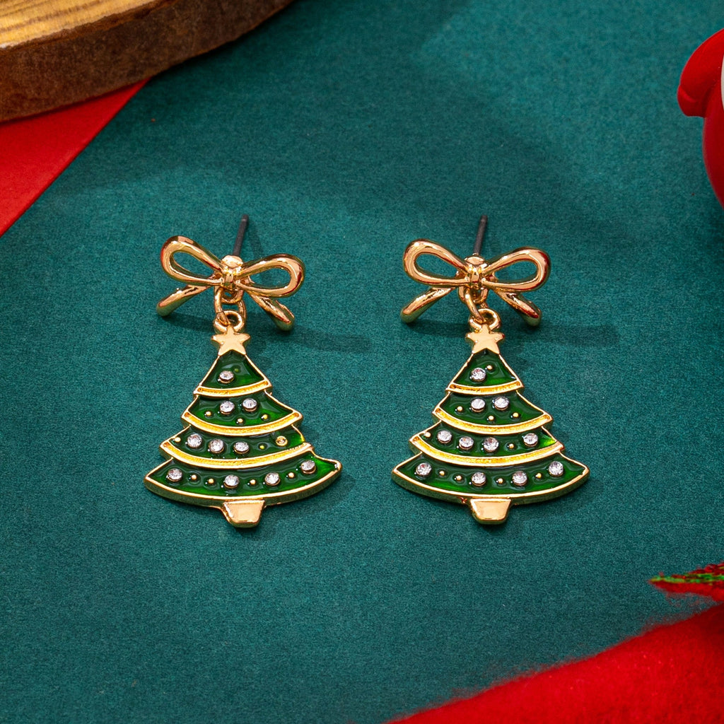 Christmas Tree & Bow Dangle Earrings | 80E62433