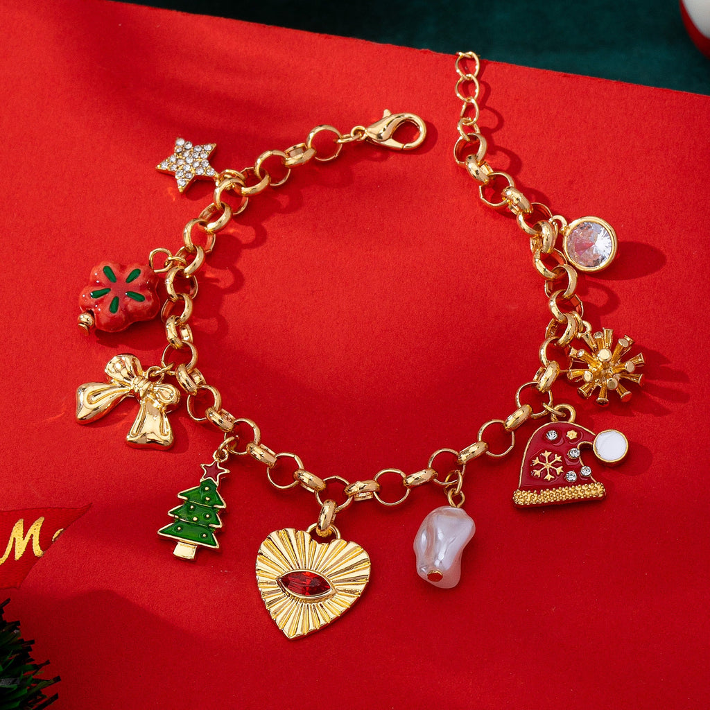 Christmas Tree Heart Bow Charm Bracelet | 80B1846