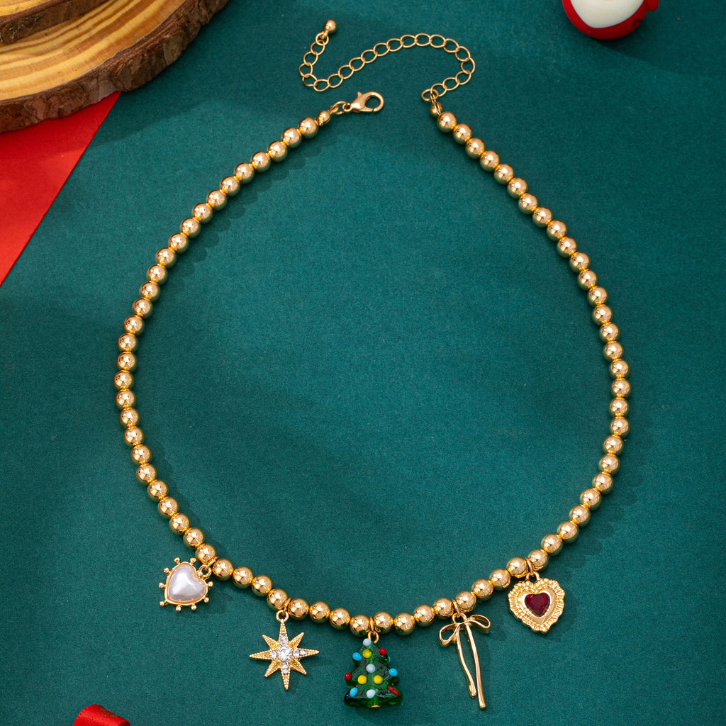 Beaded Christmas Tree Holiday Charm Necklace | 80N93330