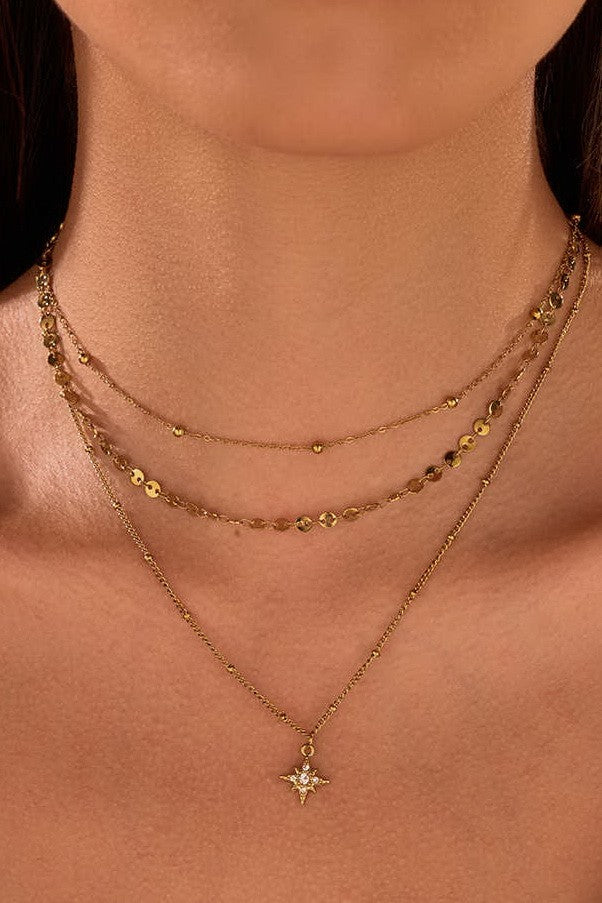 18K STAINLESS STEEL TARNISH FREE LAYERED NECKLACE | 40NK9740