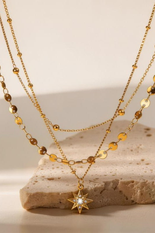 18K STAINLESS STEEL TARNISH FREE LAYERED NECKLACE | 40NK9740