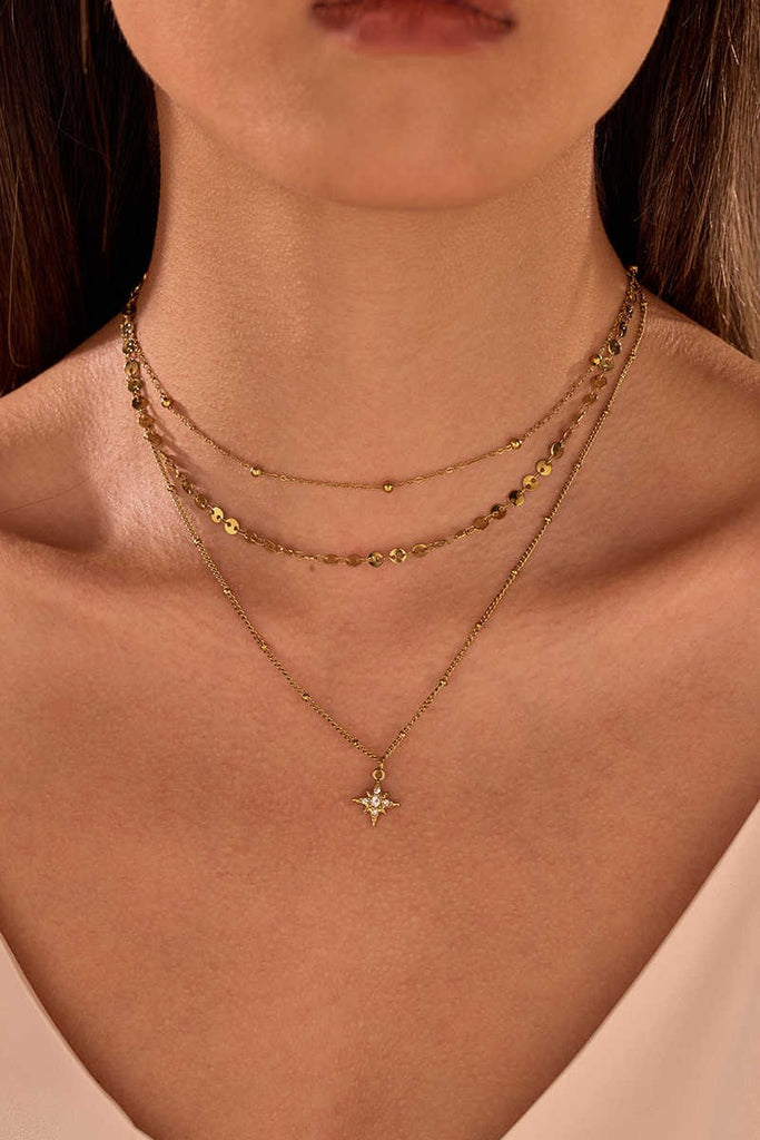 18K STAINLESS STEEL TARNISH FREE LAYERED NECKLACE | 40NK9740