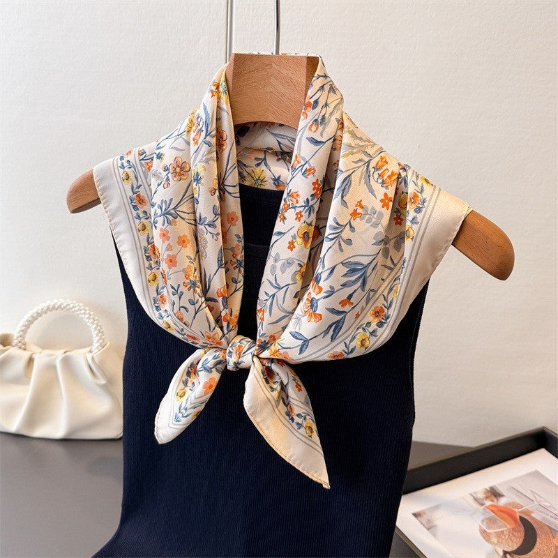 Floral Flower Silk Finish Bandana Scarf | 40SC729