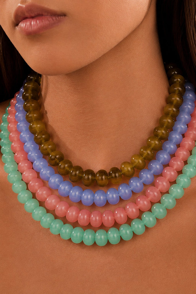 Chunky Beaded Natural Swirl Statement Necklace | 40NK9741