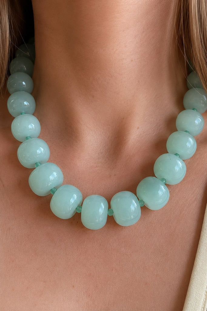 Chunky Beaded Natural Swirl Statement Necklace | 40NK9741