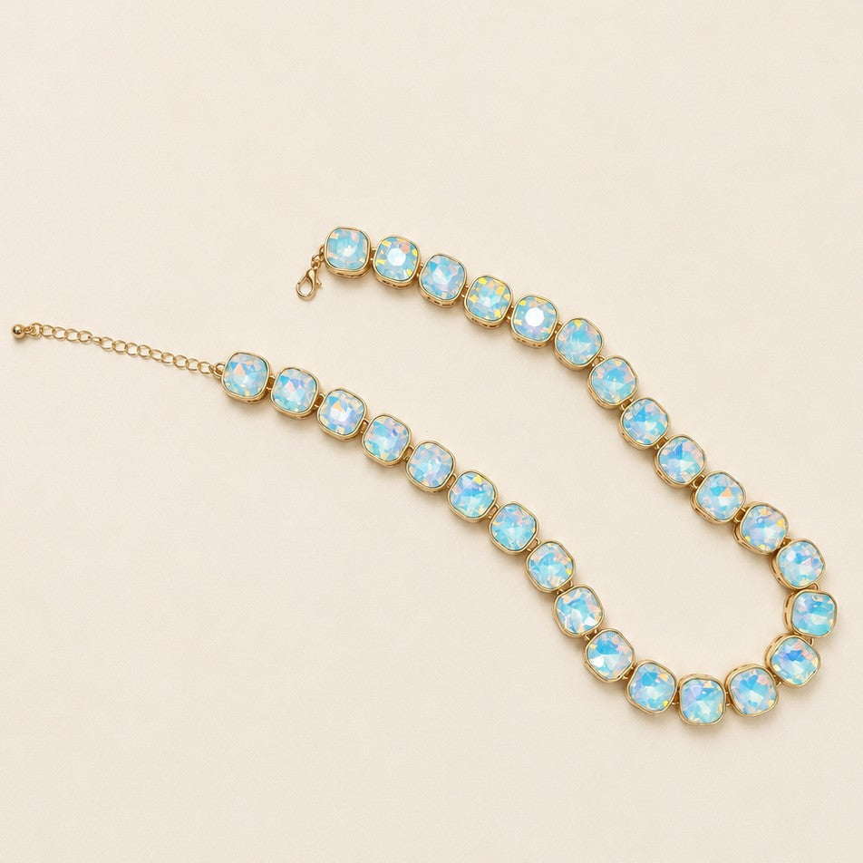 Opalescent Cushion-Cut Crystal Statement Necklace | 40NK9743