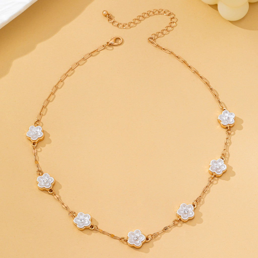 Mother-of-Pearl Floral Station Necklace | 80N93396