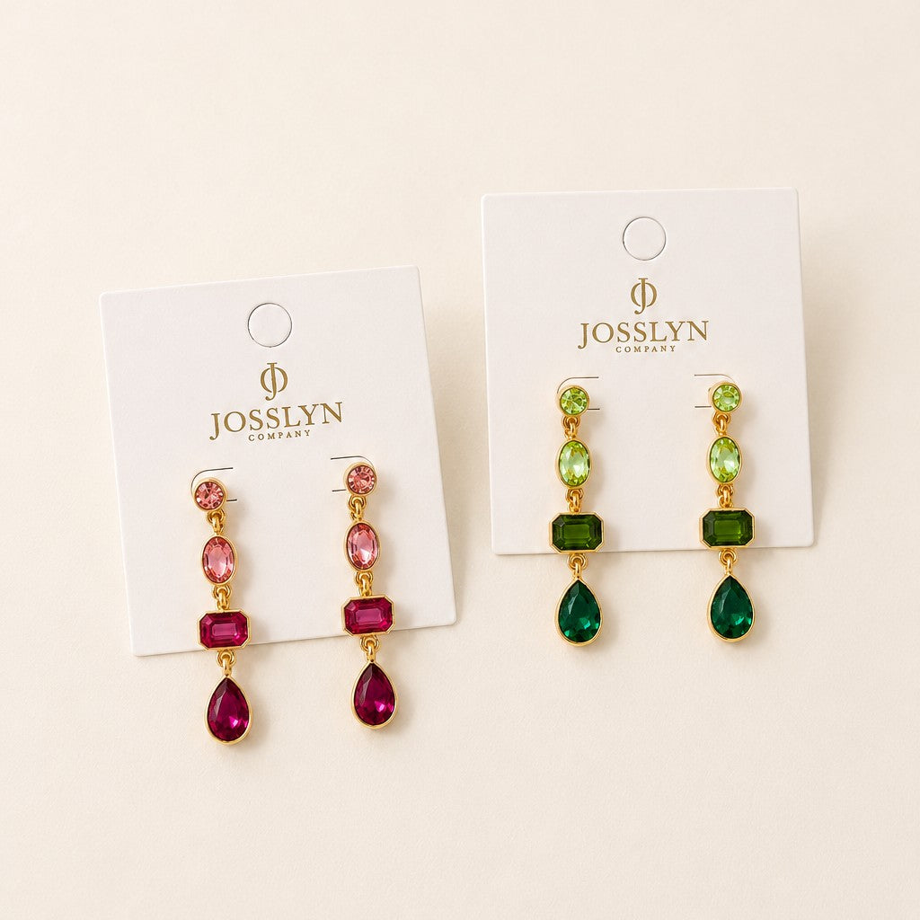 4 Tier Drop Layer Rhinestone Earrings | 40E527