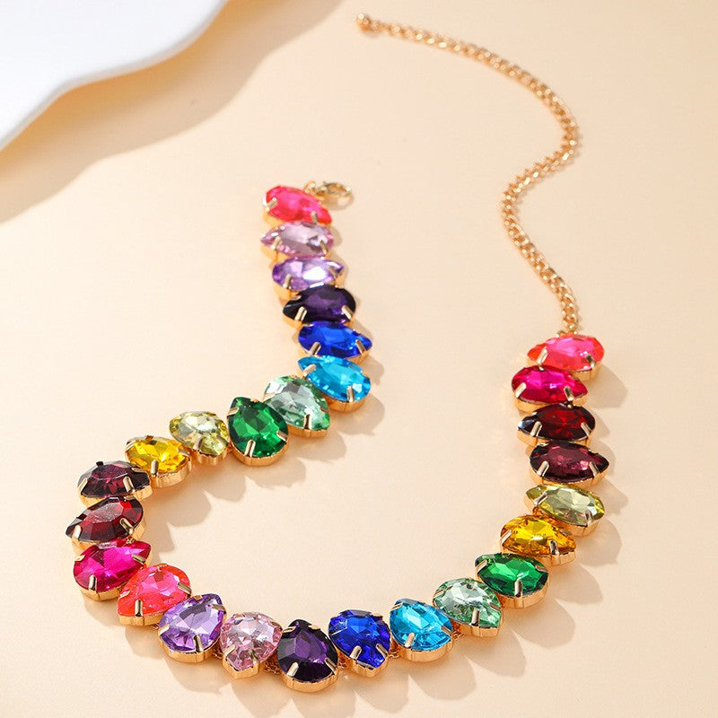 Oversized Teardrop Crystal Tennis Necklace | 40NK9746