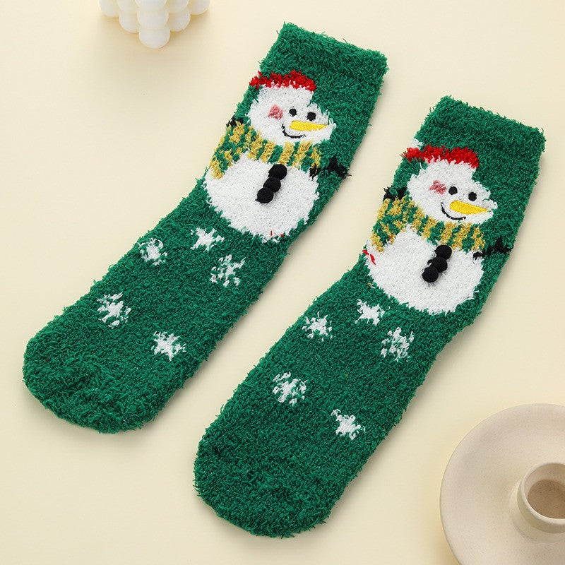 Cozy Holiday Christmas Character Fuzzy Crew Socks | 40S02094