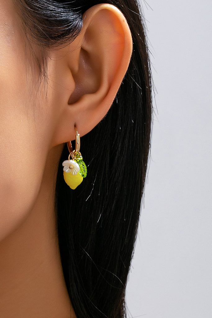 Lemon Leaf Daisy Charms Hoop Earrings | 80E62671