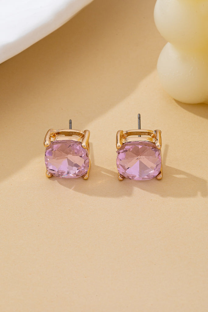 Classic Crystal Opal Rose CushionCut Stud Earrings| 80E62630