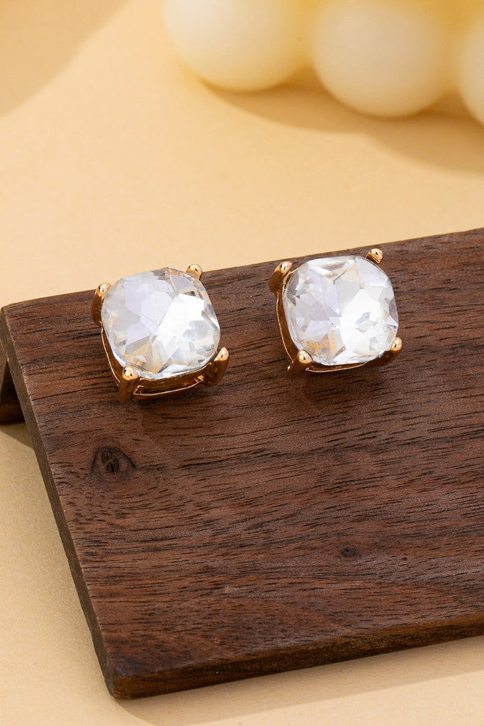 Classic Crystal Opal Rose CushionCut Stud Earrings| 80E62630