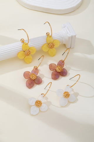 Acrylic Floral Dangle Hoop Earrings | 80E62620