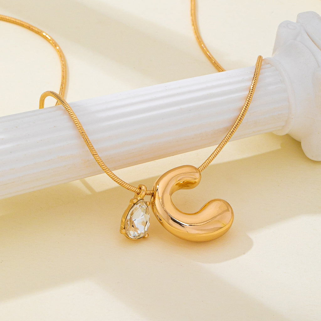 Teardrop & Bubble Initial Charm Necklace 12 Set | 80N93417