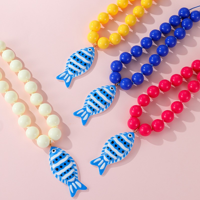Blue Fish Pendant Beaded Necklace | 40NK9750