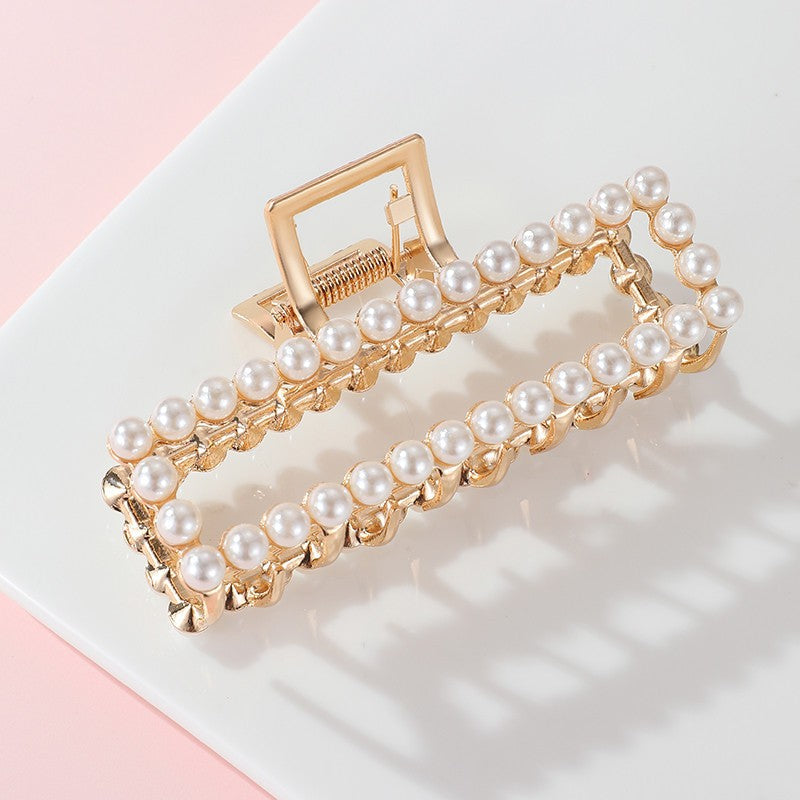 ELEGANT PEARL GOLD HAIR CLAW CLIPS | 40H1153