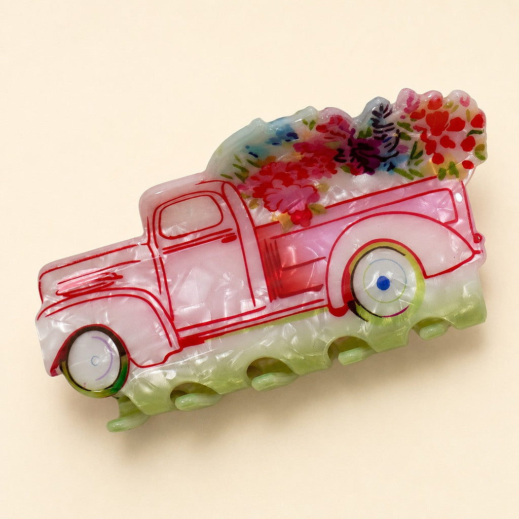 FLOWER BOUQUET & VINTAGE FLOWER TRUCK HAIR CLAW | 40H1150